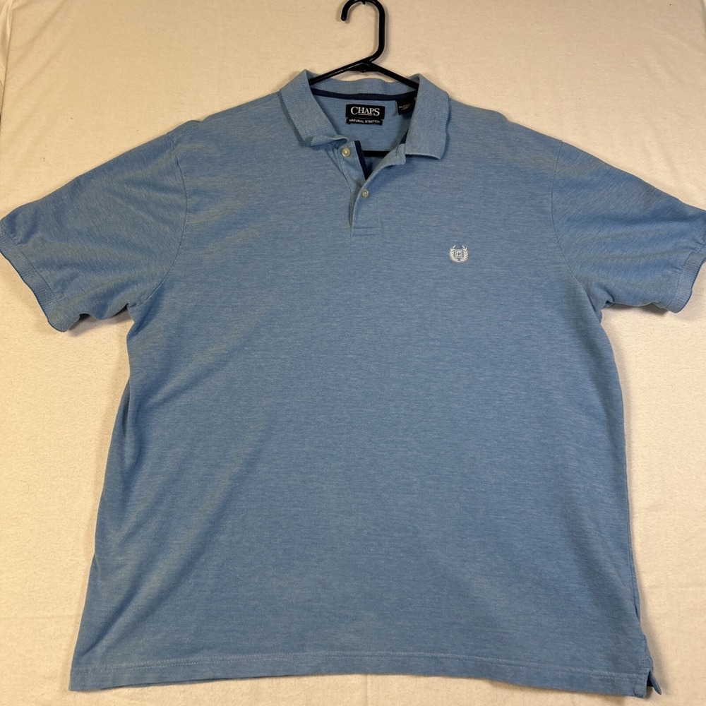Chaps Mens Golf Polo Shirt Short Sleeve Natural Stretch XXL Embroidered Blue